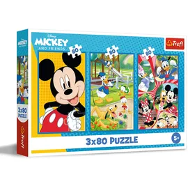 Trefl – 3in1 Puzzle: Disney, Mickey Mouse Team - 3 x 80 Teile, 3er-Puzzle-Set für Kinder ab 5 Jahren