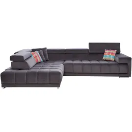 Beldomo System Ecksofa, Dunkelgrau, Metall, 5-Sitzer, Ottomane links, L-Form, cm, Goldenes M, Stoffauswahl, seitenverkehrt erhältlich, Rücken echt, Wohnzimmer, Sofas & Couches, Wohnlandschaften, Ecksofas