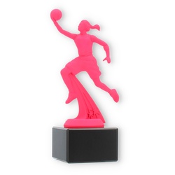 Pokal Kunststofffigur Basketballspielerin pink auf schwarzem Marmorsockel 18,5cm