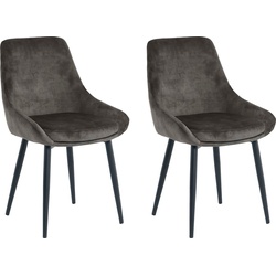 SIT Polsterstuhl (Set, 2 St), glamouröser Bezug in Samtoptik grau|schwarz