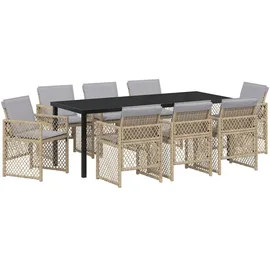 vidaXL Garten Essgruppe 9-tlg. Beige