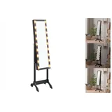 vidaXL Standspiegel mit LED Schwarz 34x37x146 cm