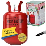 Helium Ballongas für ca.30 Ballons | Heliumflasche Gasfüllung | Luftballons | Party Factory Heliumgas fürHochzeit (1 x Ballongas 30)