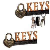 relaxdays Schlüsselbrett 2 x Schlüsselbrett Keys orange|schwarz