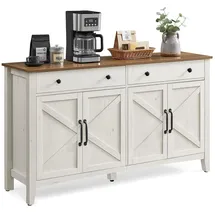 VASAGLE Sideboard 40 x 140 x 80 cm Braun / Weiß