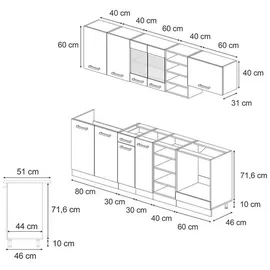 Vicco Küchenzeile R-Line 240 cm Schwarz Beton/Anthrazit