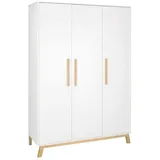 Schardt Kinderkleiderschrank Venice 3-türig Buche massiv geölt weiß/natur