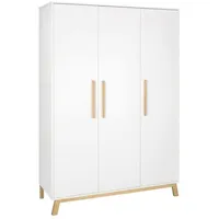Schardt Kinderkleiderschrank Venice 3-türig Buche massiv geölt weiß/natur