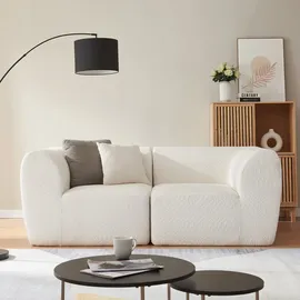 [en.casa] Couch Bouclé 2-Sitzer Cremeweiß