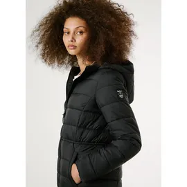 Pepe Jeans Steppmantel PEPE JEANS "SALLY LONG", Damen, Gr. XL, schwarz, Web, Obermaterial: 100% Polyamid, unifarben, Mäntel Steppmantel, mit Kapuze