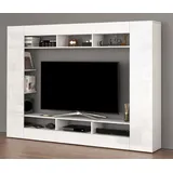 OTTO home Wohnwand SPEED, TV-Wand, Hochglanz lackiert,ideal für TV-Geräte bis zu 65 Zoll, (1-St), Made in Italy, B/T/H: 216×30,4×158,6 cm, mit ca. 12 offenen Fächern weiß
