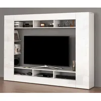 OTTO home Wohnwand OTTO HOME "SPEED, TV-Wand, Hochglanz lackiert,ideal für TV-Geräte bis zu 65 Zoll", weiß, B:216cm H:158,6cm T:30,4cm, Kastenmöbel-Sets, Wohnwand, Made in Italy, B/T/H: 216×30,4×158,6 cm, mit ca. 12 offenen Fächern