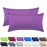 NatureMark 2er Set Jersey Kissenbezüge – Elastisch, weich, atmungsaktiv und hautfreundlich – Waschbare Kissenhülle - 40x60 (ideal für Nackenkissen) – Lila