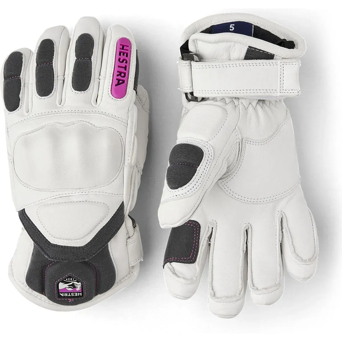 Hestra Impact Racing Jr. - 5 Finger white/cerise (000920) 5