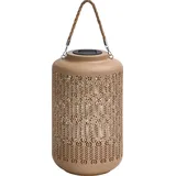 Dehner LED Solarleuchte Chiara, Outdoor, verschiedene Größen, Metall/Kunststoff, Warmweiß, Gartenlaterne warmweißes Licht beige Ø 20 cm x 35 cm