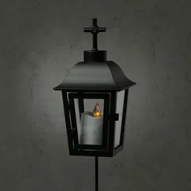 MARELIDA Grablaterne mit weißer LED Kerze mit 2 wechselbaren Spitzen/Erdspieß...