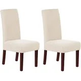 HOMECOVER Stuhlhussen 2er Set, Stretch Jacquard Stuhlbezug Stuhlhussen für Esszimmerstühle Universal Abnehmbarer Stuhlbezug Für Esszimmer Hotel Küche-Beige-2er Set