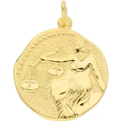 Ketten-Anhänger ADELIA ́S "333 Gold Sternzeichen Anhänger Waage Ø 18,2 mm", gold, Schmuckanhänger, Damen, Waage, Gold, Goldschmuck für Damen & Herren