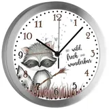 CreaDesign Funkwanduhr Funkuhr, Kinder Wanduhr, Kinderuhr, Kinderzimmer Waschbär (geräuscharmes Uhrwerk) bunt