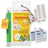 Dr. Schick Zeckenset für Menschen & Tiere [9-tlg. Erste-Hilfe-Set zur Zeckenentfernung] - patentierte 2-in-1 Zeckenzange Ultra mit Zeckenhaken & Zeckengreifer, Alkoholtupfer & Pflaster