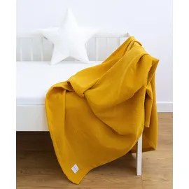 LOOLAY Musselin Decke 150x200cm – 100% Europäische Baumwolle – Leicht Atmungsaktiv – musselindecke Sommer für Kinder – Wickeldecke, Reisedecke und Strandtuch (Senfgelb)