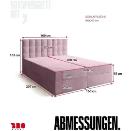 bromarkt Detroit 160 x 200 cm H3 Rosa