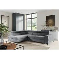 Fun Möbel Ecksofa Schlafsofa Sofa TORONTO Stoff Element Grau