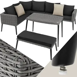 Tectake tectake® Rattan Lounge mit Aluminiumgestell hochwertiges Geflecht