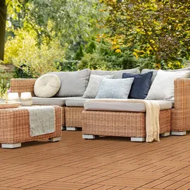 ECD Germany WPC Terrassenfliesen Hellbraun 30 x 30 cm 22 St.