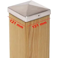 7 x PFOSTENKAPPE PYRAMIDE 121 x 121 MM EDELSTAHL