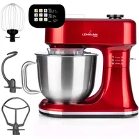 LEHMANN Küchenmaschine mit beheizbarer 5-L-Schüssel, integrierte Waage & Timer, Knetmaschine mit Planetenrührwerk, 12 Geschwindigkeiten, Gärfunktion bis 45 °C, Touch-Display, 3 Rühraufsätze