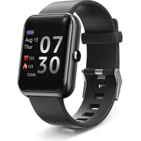 Smartwatch für Damen Herren | Schrittzähler Fitness Armband Tracker | Fitnessuhr mit Herzfrequenzmessung/Schrittzähler/Schlafmonitor | Sportuhr - Schwarz