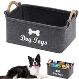 YTSMFL Aufbewahrungsbox für Hundespielzeug, Hundespielzeug Aufbewahrung Filz Aufbewahrungsbox Faltbare Spielzeugkiste für Hund mit Griff Schwarz Rechteck Aufbewahrungskorb(38cm x 25cm x 18cm)