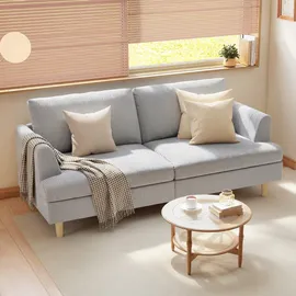 Homcom Couch Polyester 3-Sitzer Hellgrau