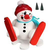 Seiffener Volkskunst Räuchermann Cool-Man Skisturz 11 cm weiß