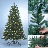 Xenotec Künstlicher Weihnachtsbaum XENOTEC PREMIUM Weihnachtsbaum–künstlicher Weihnachtsbaum–mit LEDs Spritzguss, Nordmanntanne, natürlich eingefärbte Zweige, warmweiße Lichter grün – 115 cm x 180 cm