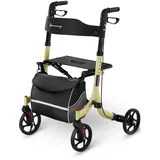 Uniprodo UNI_ROLL_04 F Rollator faltbar champagne Leichtgewichtrollator Gehhilfe klappbar