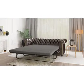 s-style möbel SITZGARNITUR 3+2+1 mit Schlaffunktion Chesterfield Morin Braun Vegan Leder