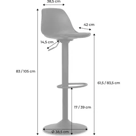 sweeek - 2er Set verstellbare Barhocker mit Sitzbezug aus Kunstleder - Schwarz - Schwarz