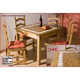 Mexico Tisch Massivholztisch 90x90, Pinie + Marmoreinlage