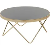 FineBuy Couchtisch Schwarz Gold Glas Ø 82 cm
