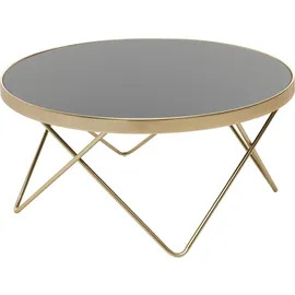 FineBuy Couchtisch Schwarz Gold Glas Ø 82 cm