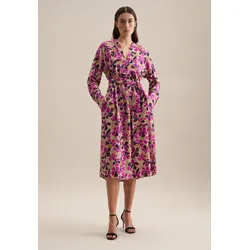 Sommerkleid »Schwarze Rose«, Langarm Kragen Druck, Gr. XXL (44) - Normalgrößen, beige, , 24118261-44 Normalgrößen