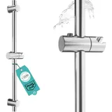 LAAKFELD Duschstange Edelstahl Duschstange rostfrei - Brausestange variable Bohrlöcher, Dusch Stange & top Slider (einfach, flexibel, stabil) 66 cm