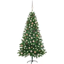 vidaXL Künstlicher Weihnachtsbaum mit LEDs & Kugeln Grün 150 cm