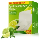 Spülmaschinen Blätter, 200 Stück Spülmaschinenblätter Kraftvolle Reinigung gegen Fett & Hartnäckige Essensreste, Spülmaschinentabs für Geschirrspüler, Spühlmachaschinen Tabs Zitronengeschmack
