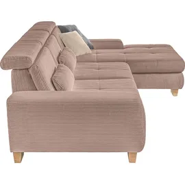 Set One by Musterring Ecksofa, grau (silber), SET ONE BY MUSTERRING, Sofas, B/H/T: 307cm x 86cm x 195cm, Cord, Ottomane rechts, Sitzhöhe 49cm,Sitztiefenverstellung im 3-Sitzer,Kopfteilverstellung,ohne Bettfunktion,ohne Bettkasten, 88% Polyester;12% Polyamid, Ecksofa, whlw.