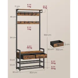 Songmics Garderobenständer Dacey 30 x 80,4 x 181,6 cm Braun-Schwarz