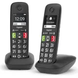 Gigaset E290 Duo, Analoges/DECT-Telefon, Kabelloses Mobilteil, Freisprecheinrichtung, 150 Eintragungen, Anrufer-Identifikation, Schwarz - Schwarz