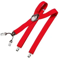 DonDon Hosenträger für Herren 3,5 cm breit 4 Clips mit braunem Leder längenverstellbar (1-St) Y-Form, verstellbar mit Clipverschluß, elastisch rot